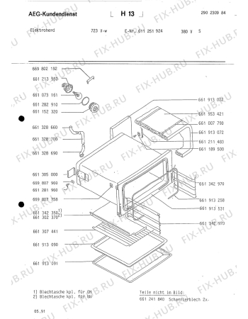 Взрыв-схема плиты (духовки) Aeg 723V-W S 380V - Схема узла Section6