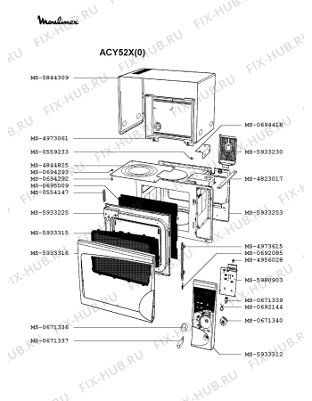 Взрыв-схема микроволновой печи Moulinex ACY52X(0) - Схема узла HP002042.9P2