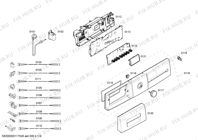 Схема №2 WM08E410IT с изображением Панель управления для стиралки Siemens 00449964