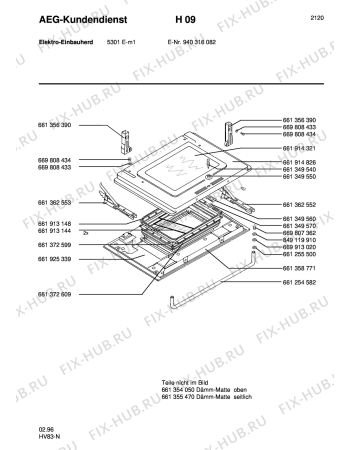 Взрыв-схема плиты (духовки) Aeg 5301E-M - Схема узла Section3