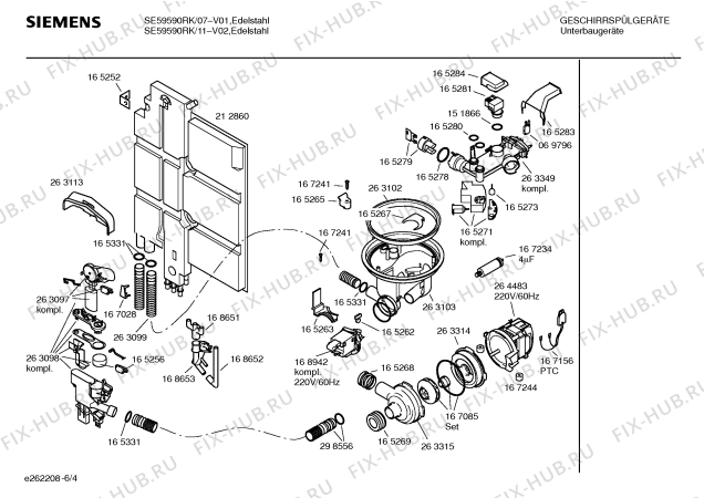 Взрыв-схема посудомоечной машины Siemens SE59590RK - Схема узла 04