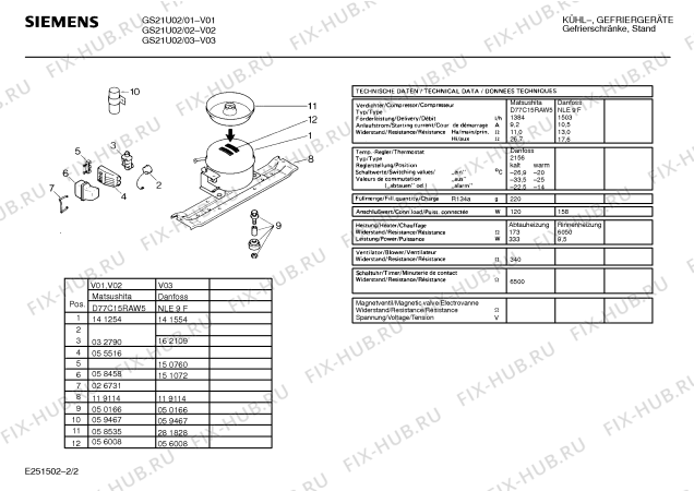 Взрыв-схема холодильника Siemens GS21U02 - Схема узла 02