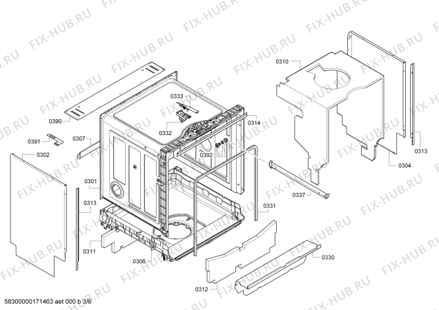 Взрыв-схема посудомоечной машины Bosch SMU50D12SK SielencePlus - Схема узла 03