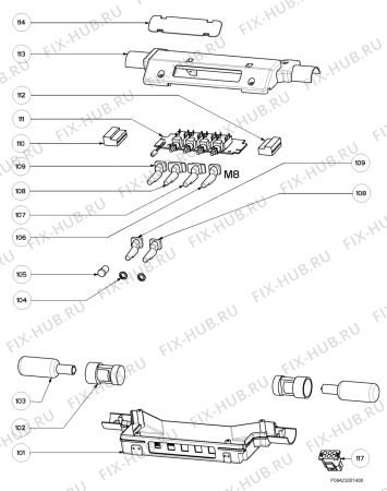 Взрыв-схема вытяжки Arthurmartinelux AFC9001N - Схема узла Section 2