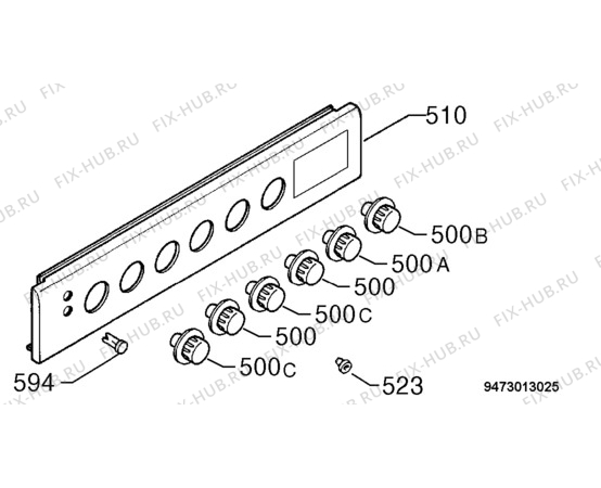 Взрыв-схема плиты (духовки) Zanussi Electrolux ZCE631X - Схема узла Command panel 037