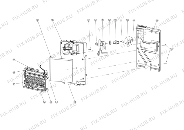 Взрыв-схема холодильника Hotpoint-Ariston RMBH1200F (F054029) - Схема узла