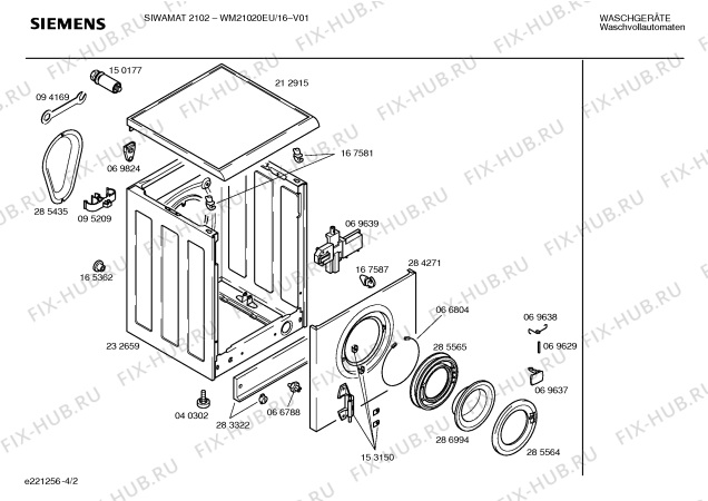 Взрыв-схема стиральной машины Siemens WM21020EU SIWAMAT 2102 - Схема узла 02