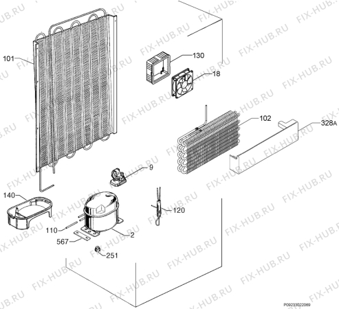 Взрыв-схема холодильника Juno Electrolux JRZ94180 - Схема узла Cooling system 017