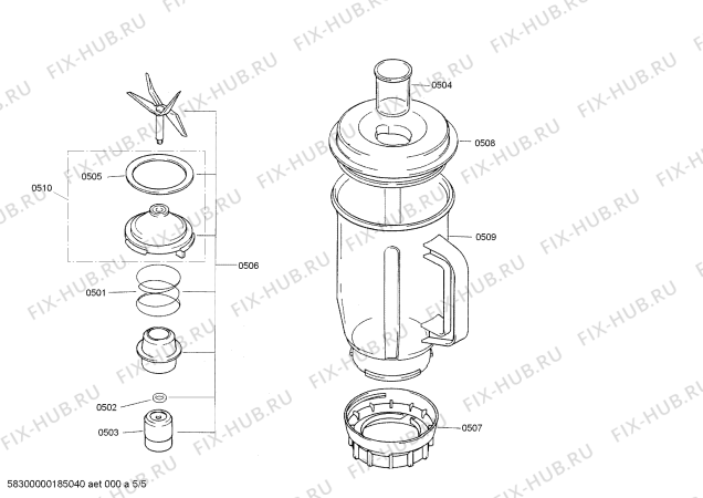 Взрыв-схема кухонного комбайна Bosch MUM48020DE - Схема узла 05