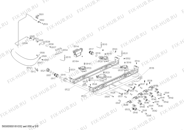 Взрыв-схема плиты (духовки) Bosch HSG18I22SE COCINA PRO6000 IX CHILE - Схема узла 05