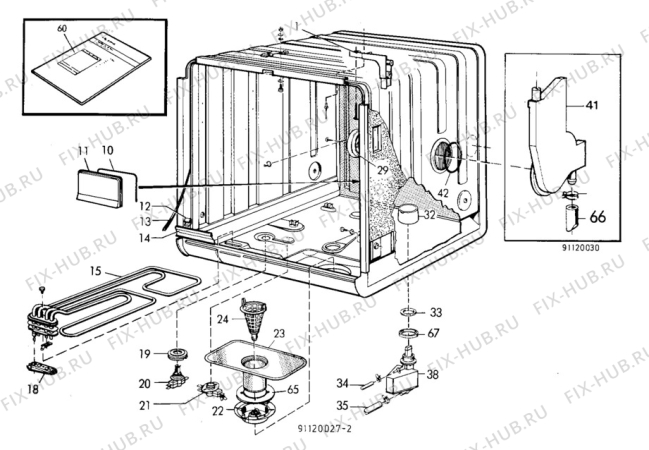 Взрыв-схема посудомоечной машины Elektro Helios DV8250 - Схема узла W10 Housing A