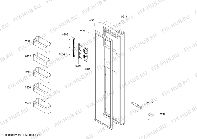 Схема №2 KAD92HI31 с изображением Вставная полка для холодильника Siemens 00678762