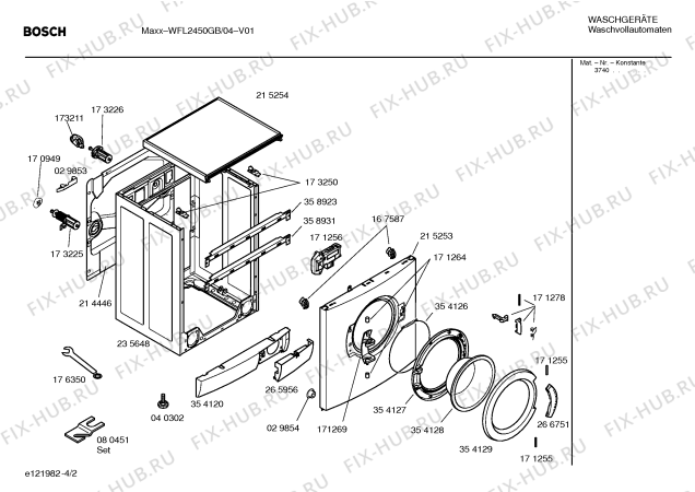 Схема №2 WFL2450GB WFL2450 с изображением Таблица программ для стиральной машины Bosch 00500162
