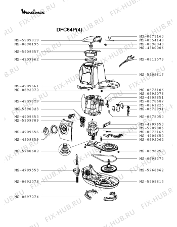 Схема №1 DFC64E(2) с изображением Часть корпуса для кухонного измельчителя Moulinex MS-5909709
