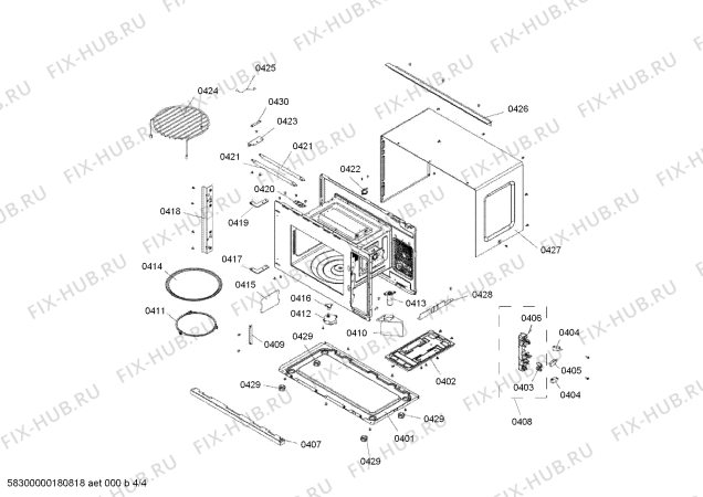 Взрыв-схема микроволновой печи Bosch HMT72G654 - Схема узла 04