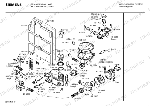 Взрыв-схема посудомоечной машины Siemens SE34A262 - Схема узла 04