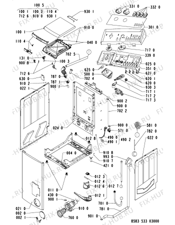 Схема №2 WATS 5330 с изображением Тумблер для стиральной машины Whirlpool 481228219213