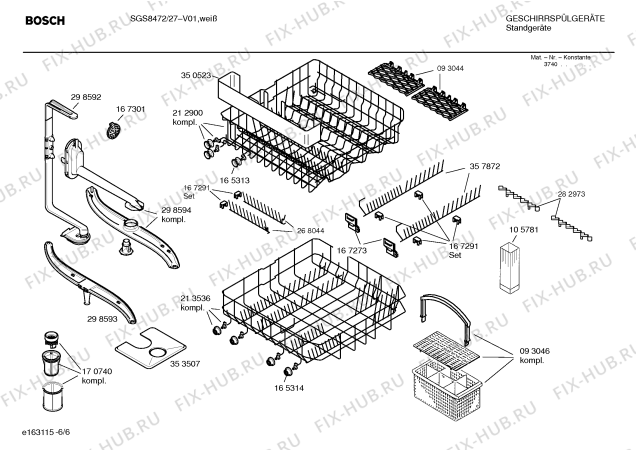 Взрыв-схема посудомоечной машины Bosch SGS8472 Exclusiv - Схема узла 06