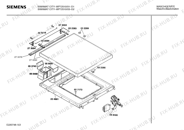 Схема №3 WP72510 SIWAMAT CITY с изображением Панель управления для стиралки Siemens 00282629