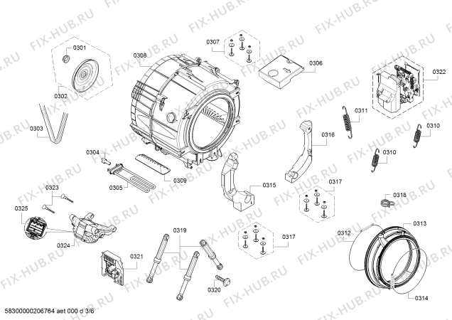 Взрыв-схема стиральной машины Bosch WAT28542NL - Схема узла 03