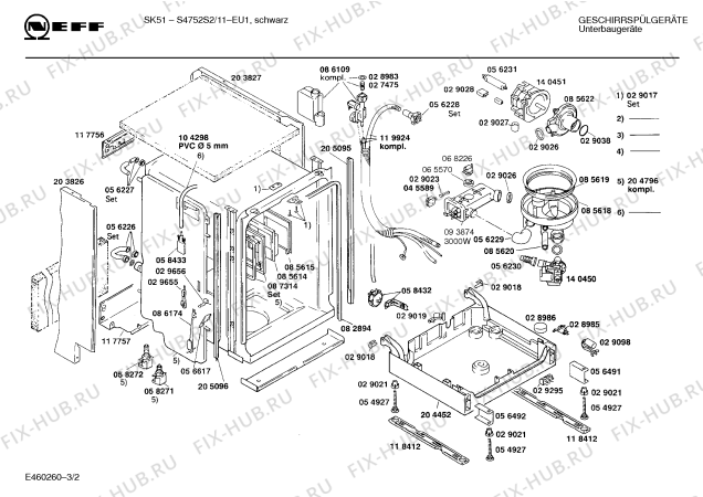 Схема №1 S4752S2 sk51 с изображением Передняя панель для посудомоечной машины Bosch 00278164