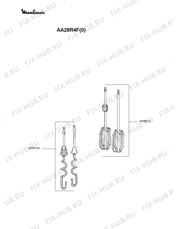 Взрыв-схема блендера (миксера) Moulinex AA28R4F(0) - Схема узла 4P000691.6P2