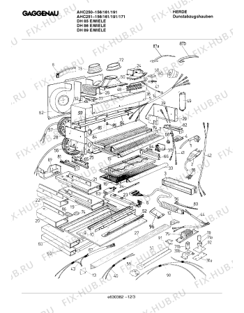 Схема №3 DH251161 DH 86 E/MIELE с изображением Планка ручки для вентиляции Bosch 00291489