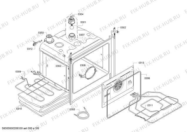 Взрыв-схема плиты (духовки) Bosch HBN301E4Q - Схема узла 03