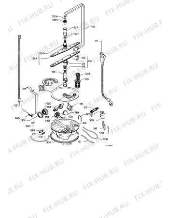 Взрыв-схема посудомоечной машины Zanussi ID4016W - Схема узла Water equipment