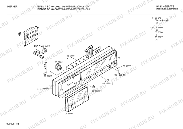 Схема №4 CW29311 CW2931 ELECTRONIC с изображением Крышка кнопки для стиралки Bosch 00031877