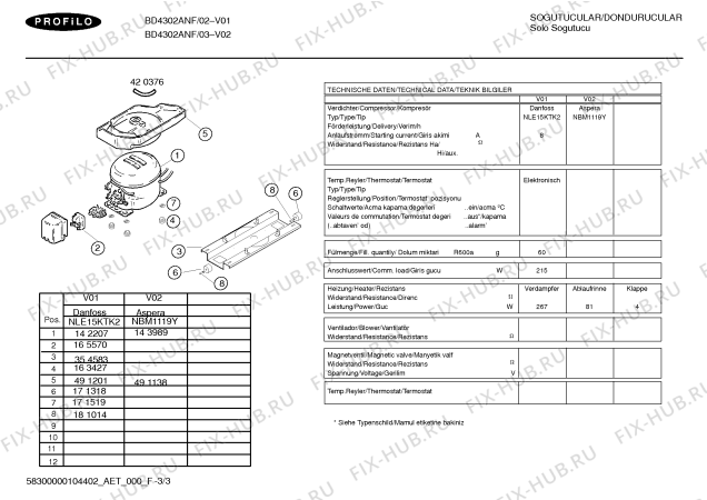 Взрыв-схема холодильника Profilo BD4302ANF - Схема узла 03