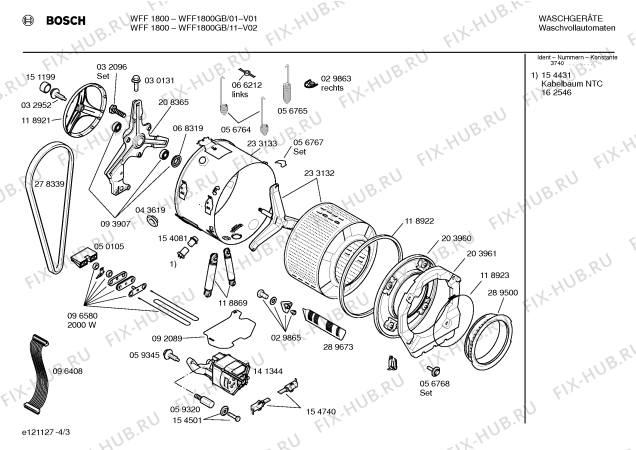 Схема №3 WFF1800GB WFF1800 с изображением Таблица программ для стиралки Bosch 00518022