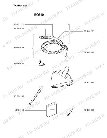 Взрыв-схема пылесоса Rowenta RO340 - Схема узла ZP004809.5P2