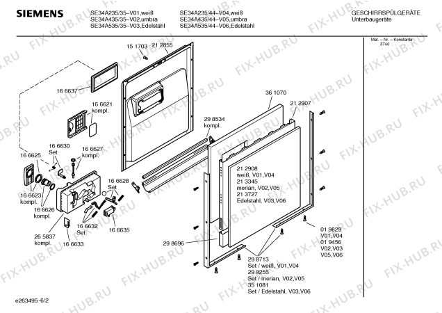 Взрыв-схема посудомоечной машины Siemens SE34A435 - Схема узла 02