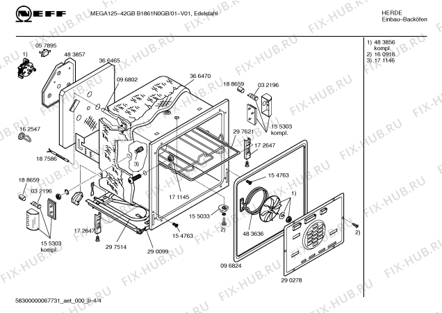 Схема №3 B1861N0GB MEGA12542GB с изображением Панель управления для духового шкафа Bosch 00366570