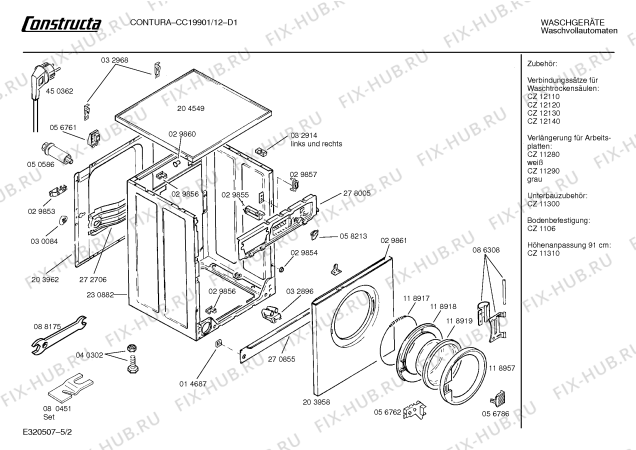 Схема №3 CC18801 Contura с изображением Панель для стиралки Bosch 00283896