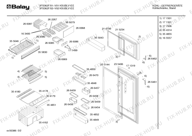 Схема №2 3FS364F с изображением Панель управления для холодильника Bosch 00355831