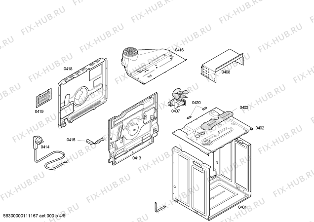 Взрыв-схема плиты (духовки) Bosch HEV41S350 Horno bosch poliv.multif.inox.c/minutero - Схема узла 04