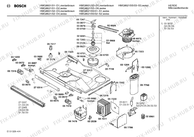 Взрыв-схема микроволновой печи Bosch HMG8621 - Схема узла 04