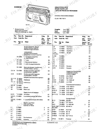 Схема №1 RM7425 с изображением Переключатель для звукотехники Siemens 00724818