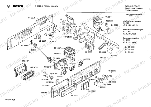 Схема №1 0722054165 V6932 с изображением Вставка для ручки для стиралки Bosch 00086199
