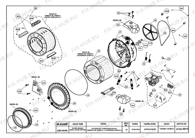 Взрыв-схема стиральной машины Beko BEKO WMD 23500 TS (7126081100) - OSCILLATING SYSTEM (REV05)