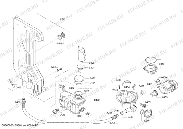 Взрыв-схема посудомоечной машины Siemens SN53D500EU - Схема узла 04