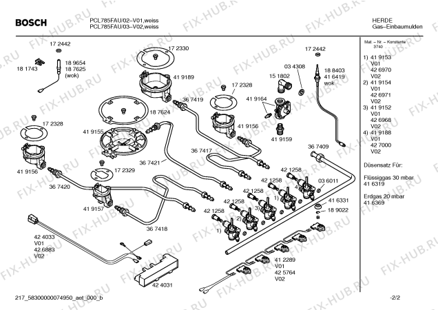 Схема №2 PCL785FAU Bosch с изображением Инструкция по эксплуатации для плиты (духовки) Bosch 00585573