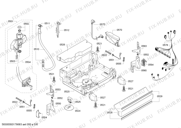 Взрыв-схема посудомоечной машины Bosch SMS50D28II SynthesiActive AquaStop - Схема узла 05