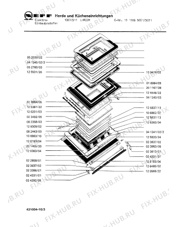 Взрыв-схема плиты (духовки) Neff 1313265031 1067/511LHRCDM - Схема узла 04