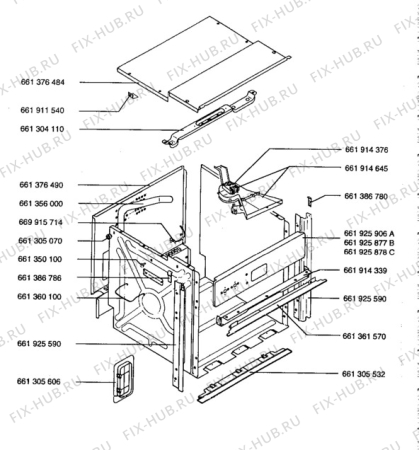 Взрыв-схема плиты (духовки) Aeg 3032B-B - Схема узла H10 Outer Frame