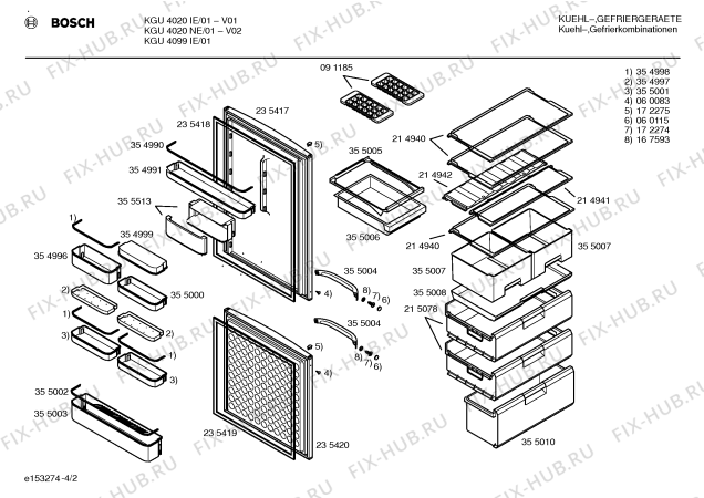 Схема №3 KGU4020NE с изображением Поднос для холодильника Bosch 00354991