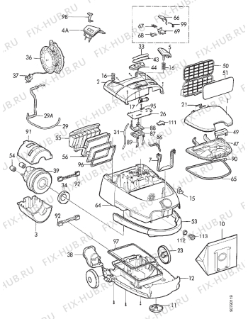 Взрыв-схема пылесоса Electrolux EXCELLIO Z5230 - Схема узла Section 1