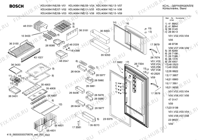 Схема №2 KSU40641NE с изображением Дверь для холодильника Bosch 00470147